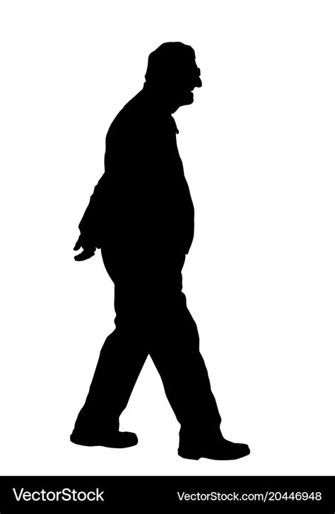 Old man silhouette on white background Royalty Free Vector