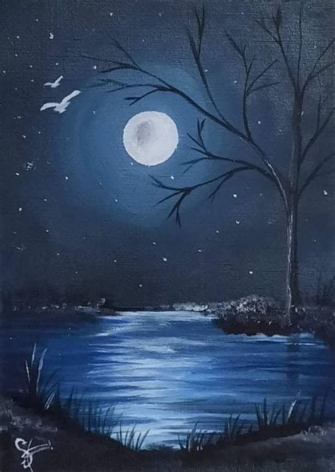 Moonlight Painting by Sanam Haider | Moonlight painting, Human painting ...