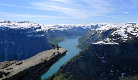 Trolltunga - Hardangerfjord, Norway. Odda municipality. 10 hours hard hike. Starting point ...