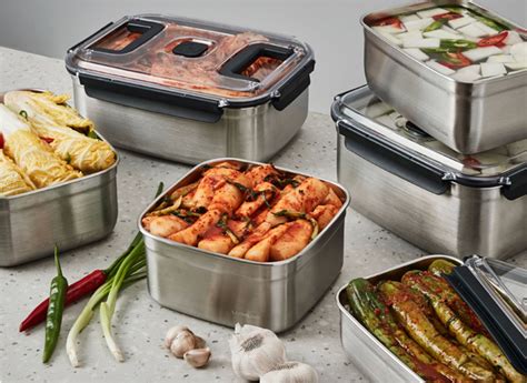 [Lock & Lock] Breathing Kimchi Containers - Stainless Steel (4 Sizes ...