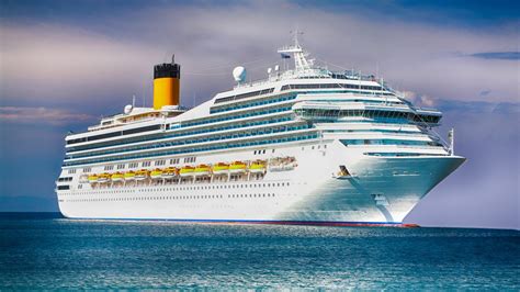 Large White Cruise Ship On Blue Ocean Under Cloudy Sky HD Cruise Ship ...