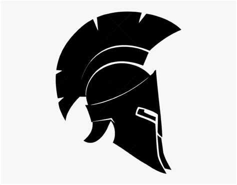 Spartan Helmet Silhouette - Black and White