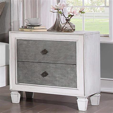 Acme Furniture Katia Rustic Gray and Weathered White Finish 2-Drawer ...