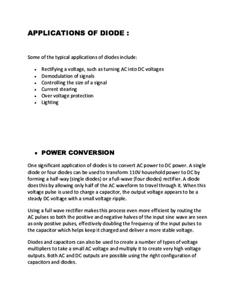 (DOC) APPLICATIONS OF DIODE (1) | Amber Khan - Academia.edu