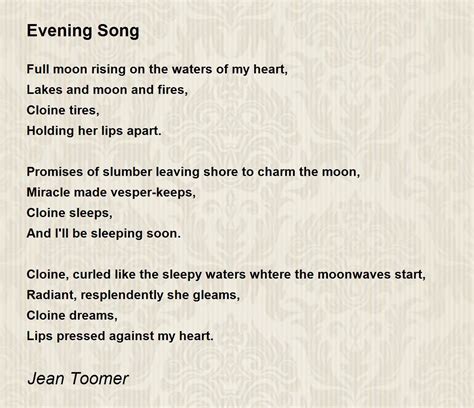 Evening Song Poem by Jean Toomer - Poem Hunter