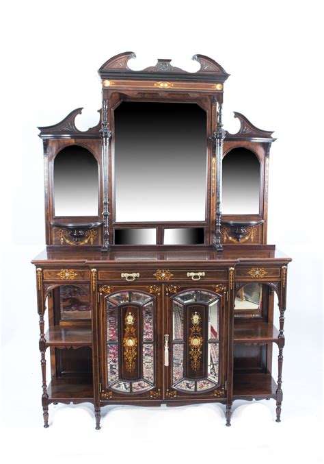 Antique Victorian Inlaid Rosewood Cabinet c.1890