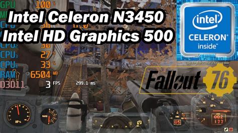 Intel Celeron N3450 \ Intel HD Graphics 500 \ 8GB RAM \ Fallout 76 \ @720p low settings - YouTube