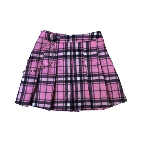 pleated plaid pink skirt