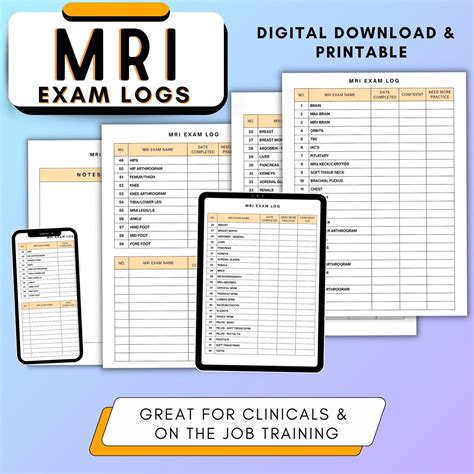 MRI Exam Log, ARRT ARMRIT, Mri Clinical Log, Clinical Notes, Mri Study ...