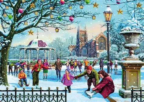 Festive Skaters 1000 Piece Jigsaw Puzzle - All Jigsaw Puzzles | Nostalgic art, Christmas jigsaws ...