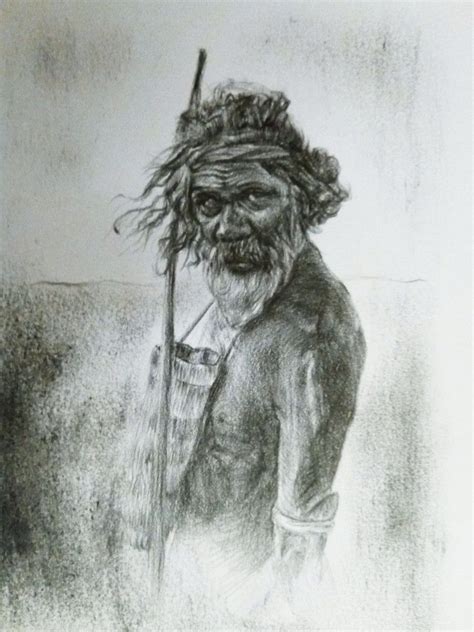 Frank Desmet, 2019 'aboriginal man-3' - size A5 - pencil 3B | Aboriginal man, Aboriginal symbols ...