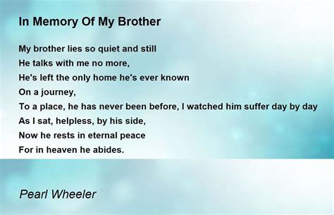 In Loving Memory Poems For Brother