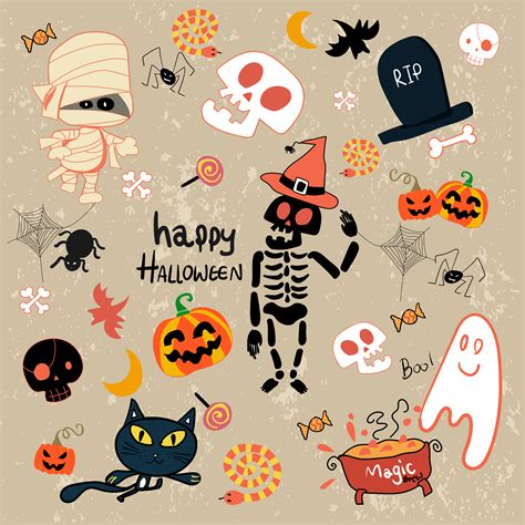 happy Halloween clip art cartoon set 475155 Vector Art at Vecteezy