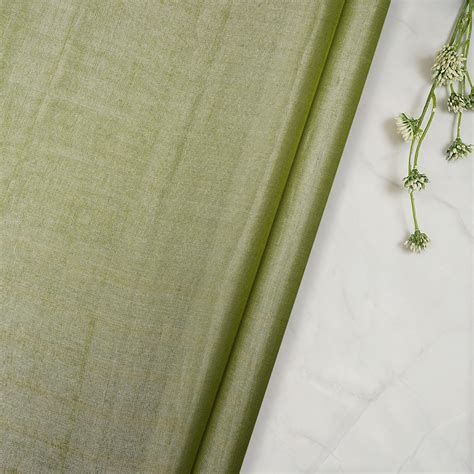 Buy Metallic Green Color Handwoven Pure Tissue Fabric 67173/16 | FFAB