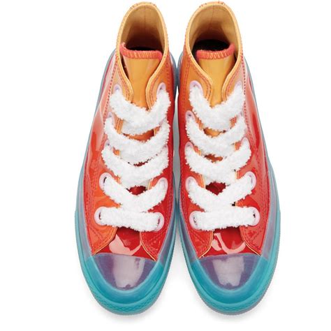 JW Anderson Orange Converse Edition Patent Sneakers For Men, 59% OFF