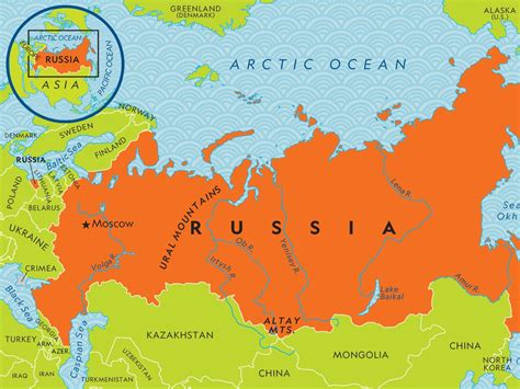 Russia Physical Map Mountains
