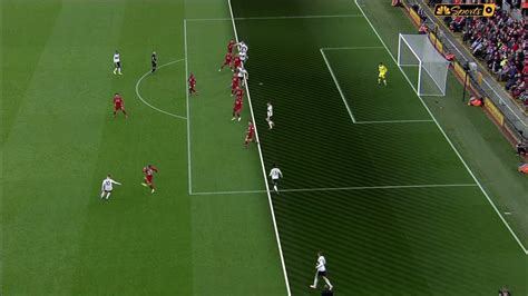 NBC draw an offside line that makes it look like Mitrovic was offside : LiverpoolFC