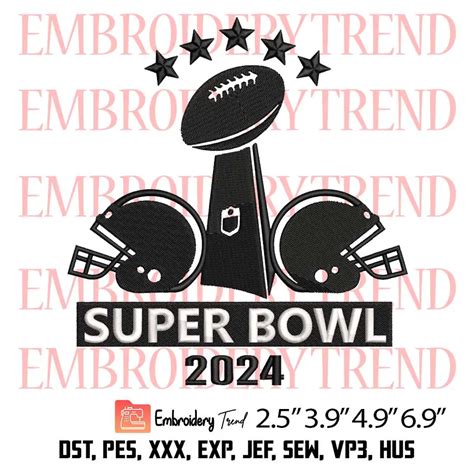 Super Bowl 2024 Trophy Embroidery Design, NFL American Football ...