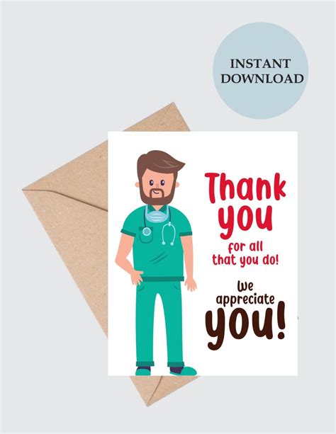 Thank You Card Nurse / Nurse Card Printable / Nurse Card / - Etsy