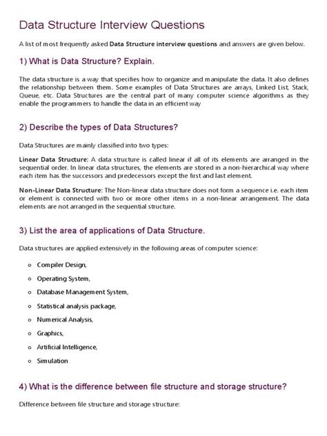 Data Structure Interview Questions (2021) - Javatpoint | PDF | Pointer (Computer Programming ...