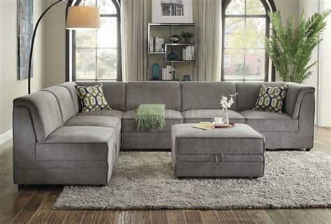 Bois Modular Sectional Sofa 7Pc Set 53780 Gray Velvet by Acme