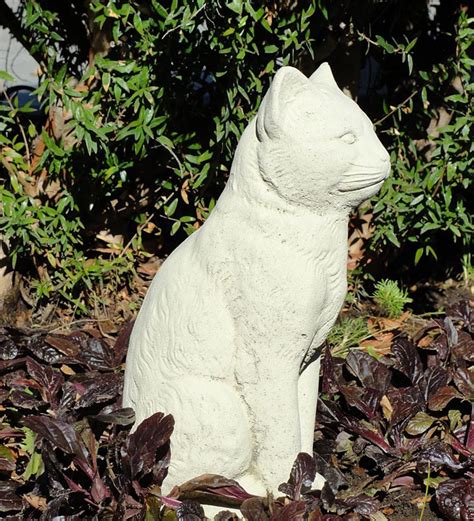 Vintage Sitting Cat Cast Stone Statue | Wind and Weather