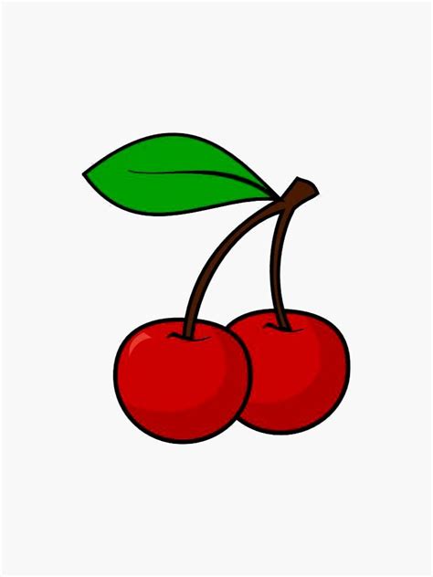 "Cherry anim." Sticker by jasminasheer | Redbubble | Cherry drawing, Easy art for kids, Simple ...