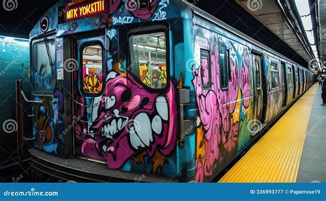 Whole Car Graffiti on a New York City Subway Train Stock Image - Image ...