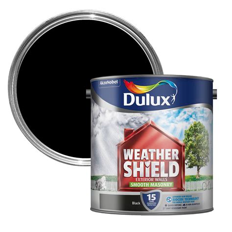 Dulux Weathershield Black Smooth Masonry paint 2.5L | Departments | DIY at B&Q