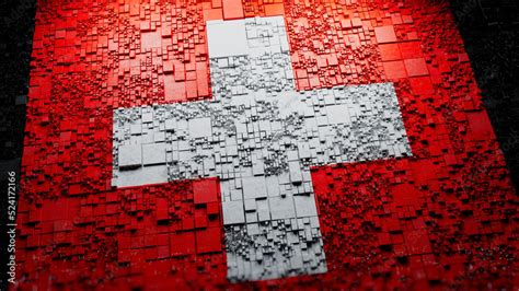 Swiss Flag rendered as Futuristic 3D blocks. Switzerland Network ...