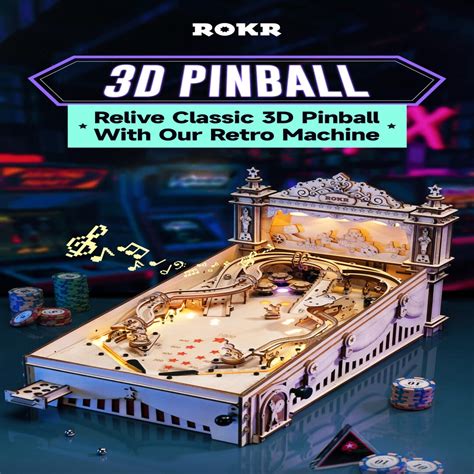 Robotime Rokr Pinball Machine 3D Wooden Puzzle Toy Assembly Model Building Kits for Kids ...