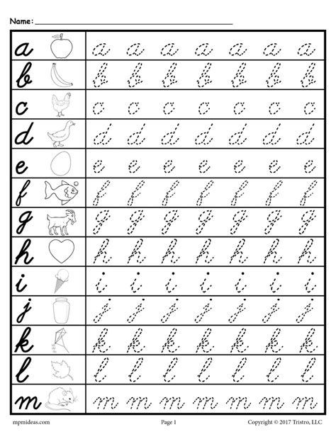 cursive alphabet tracing worksheets a z pdf