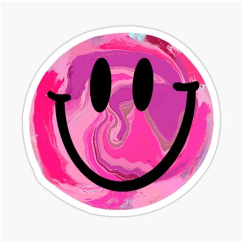 "Pink Smiley Face" Sticker for Sale by twinkly-biscuit | Redbubble