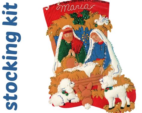 Nativity Scene Personalized Stocking Kit Vintage Bucilla Felt | Etsy ...