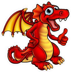 Goofy Red Dragon Sticker