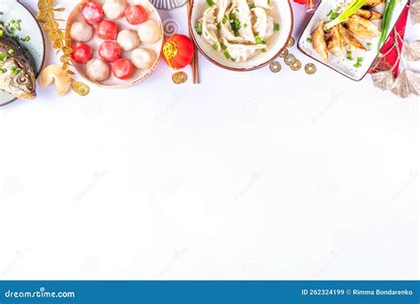 Chinese Lunar New Year Dinner Table Stock Image - Image of cookies ...