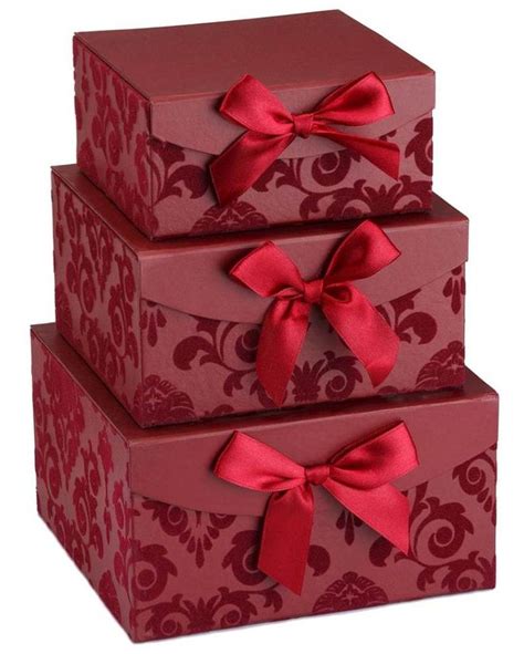 Red Swirl Nesting Elegant set of 3 Gift Boxes, Birthday / Valentine's Day gift NESTED BOXES ...