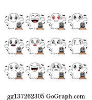 900+ Cute Ghost Cartoon Vector Icon Set Clip Art | Royalty Free - GoGraph