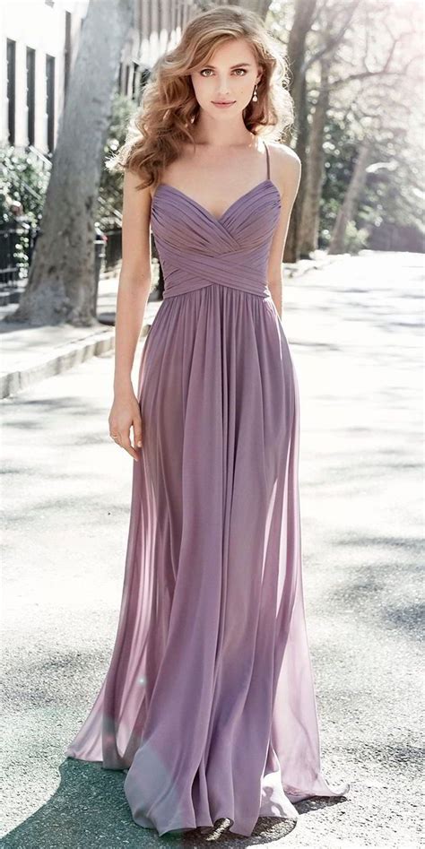 Wisteria chiffon A-line bridesmiad gown, draped bodice, dropped waist with gathere… | Wisteria ...