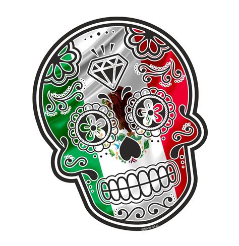 Mexican Day Of The Dead SUGAR SKULL With Mexico Mexican Flag Motif ...