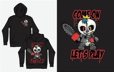 Hoodies with Character Streetwear Design, Zombie Panda with Chainsaw ...