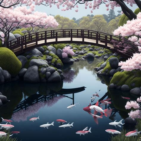 Premium AI Image | japanese garden bridge