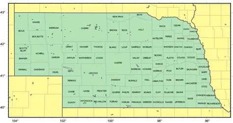 Counties Map of Nebraska - MapSof.net