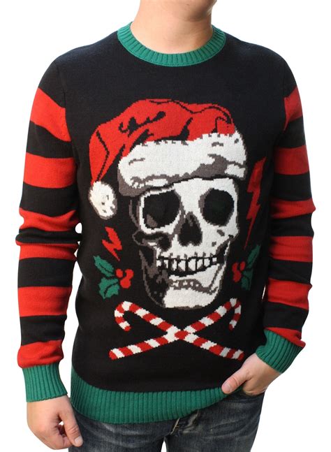 Ugly Christmas Sweater - Ugly Christmas Sweater Men's Skull Santa Hat ...