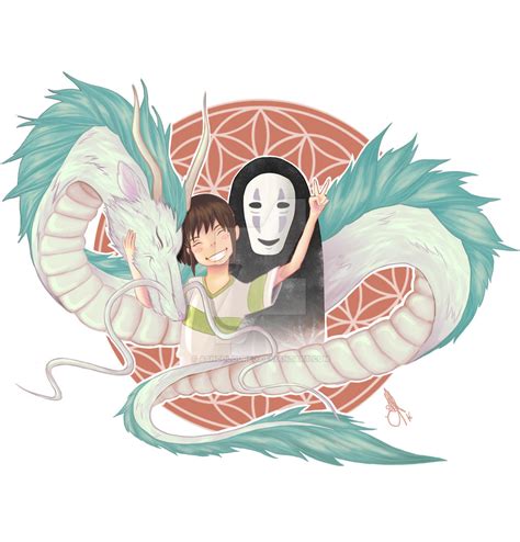 Spirited Away - Haku, Chihiro and No-Face by Ashcoloured on DeviantArt