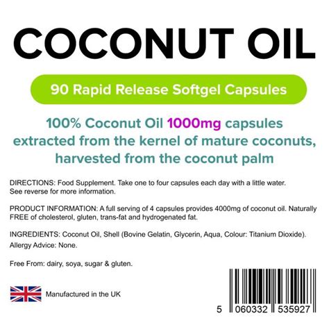 Coconut Oil 1000mg Capsules | Zoom Health