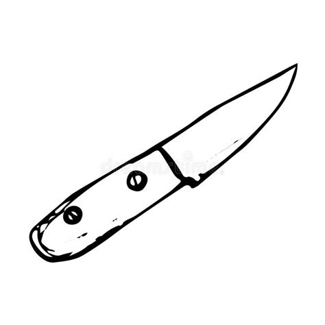 Chopper Sketch of a Small Knife with a Small Blade Black White Isolated on a White Background ...