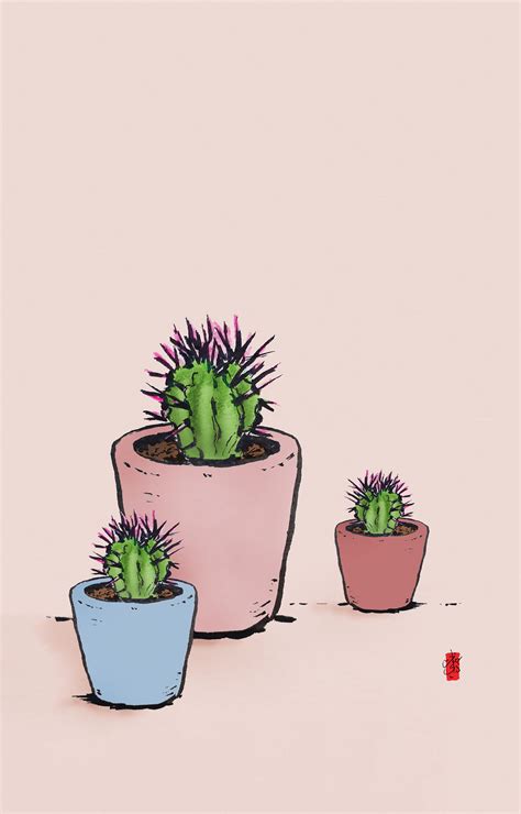 Cacti art wallpaper