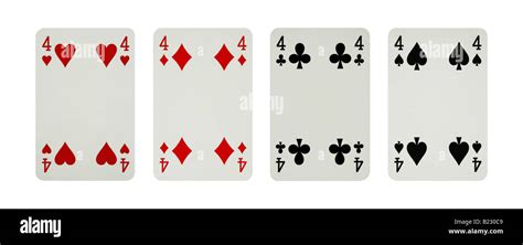 4, four of hearts diamonds clubs spades cards Stock Photo - Alamy