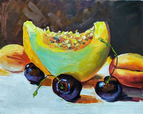 Still Life Fruit Oil Painting on Canvas Interior Wall Art - Etsy